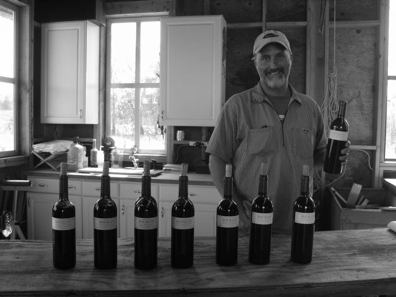 Will Bucklin pouring a selection of his wines in the barn. 