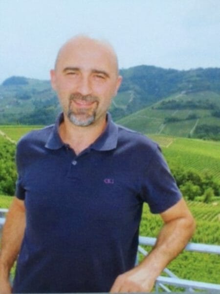 Gianpaolo Pira on the terrace at the winery overlooking Marenca Vineyard