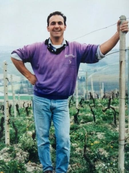 Renato Corino in the Arborina Vineyard 1986